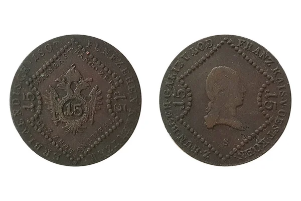 Kreutzer 1807 Franz Moneda Del Imperio Austriaco Busto Anverso Franz — Foto de Stock