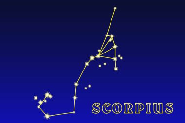 Scorpius Takımyıldızı. Scorpio takımyıldızının bir tasviri. Güney Zodyak takımyıldızı doğuda Yay burcu ve batıda Terazi burcu tamamen Samanyolu 'nda bulunur.