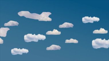 Mavi gökyüzünde video beyaz bulutlar yüzüyor. Güzel hava mavi gökyüzünde beyaz bulutlar