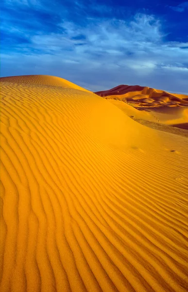 Erg Chebbi Dunes Morocco Sahara Desert Sunset — Stock Photo, Image