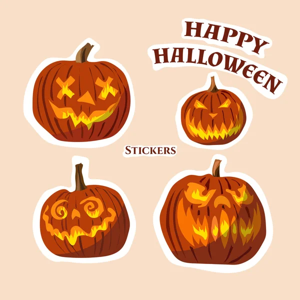 Mutlu Cadılar Bayramı. Farklı yüzlere sahip korkunç balkabağı kafaları. Kızgın gözler.