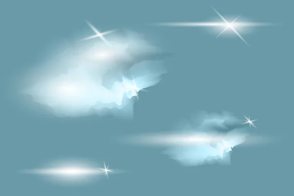 レインボークリスタル反射効果 シャイマーと輝く ベクトルイラストのセット カラフルな光学虹ライトビームレンズフレア ベクトルイラスト — ストックベクタ