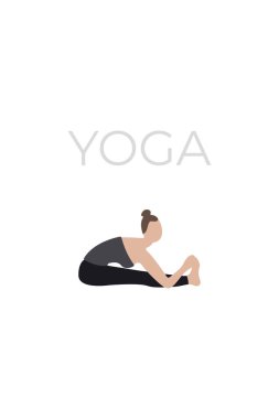 Genç bir kadın, bir kız güzel bir yoga pozu alır, meditasyon yapar ve rahatlar. Yoga pozundaki karakterlerin bir versiyonu..