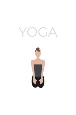 Genç bir kadın, bir kız güzel bir yoga pozu alır, meditasyon yapar ve rahatlar. Yoga pozundaki karakterlerin bir versiyonu..