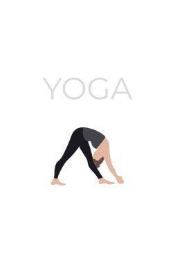 Genç bir kadın, bir kız güzel bir yoga pozu alır, meditasyon yapar ve rahatlar. Yoga pozundaki karakterlerin bir versiyonu..