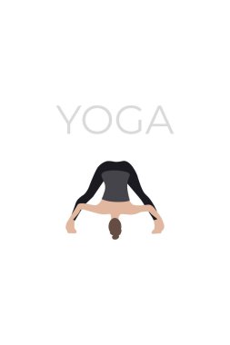 Genç bir kadın, bir kız güzel bir yoga pozu alır, meditasyon yapar ve rahatlar. Yoga pozundaki karakterlerin bir versiyonu..