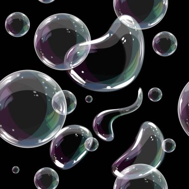 Her baloncukta hafiflik ve eğlencenin cazibesi. Havadaki canlı formların tasviri sabun baloncuklarının vektör uyumuyla somutlaşmıştır..
