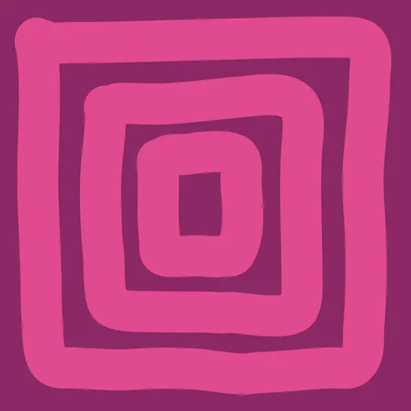 Bu sanat eserlerinde parlak pembe eşmerkezli kareler ve derin mor arkaplan, çarpıcı bir görsel yaratıyor.