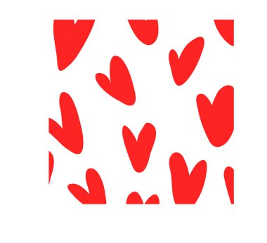 Kırmızı kalpler beyaz, soyut desen.