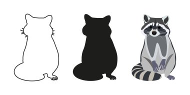 Beyaz arka planda gerçekçi vahşi rakun..