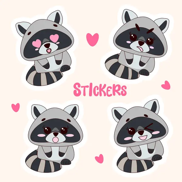 Şirin Vahşi Rakun Etiketi Seti.