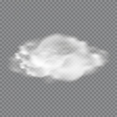 Gerçekçi bulutlar ve duman, sis. Vektör illüstrasyonu.