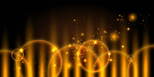 Parlayan ışınları, ışıltıları ve bokeh daireleri olan lüks altın bir arka plan. Şenlikli ve zarif bir atmosfer parlak bir aydınlanma ve büyülü bir ışıltıyla yaratılır. Kutlamalar, ödüller, tatil etkinlikleri veya muhteşem sunumlar için ideal
