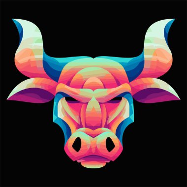 Boğa Başı Gradyan Logo Vektörü İllüstrasyon Sanatı 