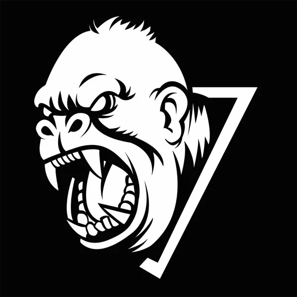 Illustration Détaillée Vecteur Logo Gorille Monochromatique — Image vectorielle