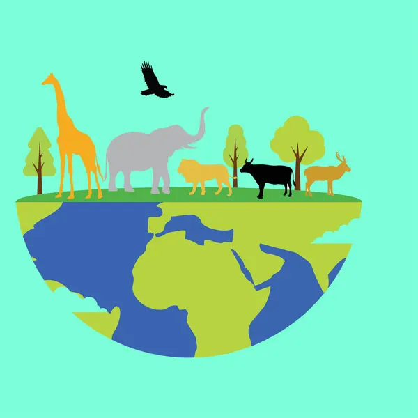 World Wildlife Day Vector Illustration Artwork — Stock Vector