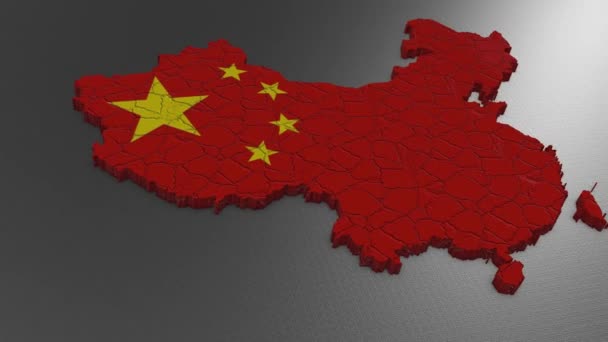 中国の3D地図 中国地図3D 地図3Dレンダリング — ストック動画