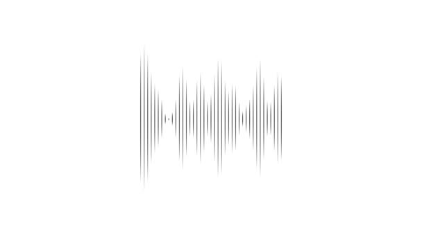 Temiz Döngülü Ses Dalgası Animasyonu Düz Beyaz Arkaplandaki Siyah Çizgiler — Stok video