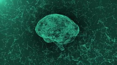 Üç boyutlu Beyin Dönen Animasyonu. Yapay Zeka.