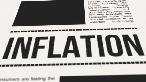 Крупный План Газеты Подчеркивающей Рост Инфляции — стоковое видео