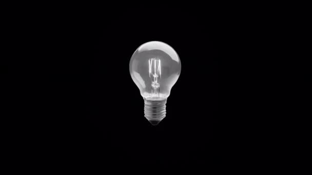 Retro Edison Tungsten Lamp Animatie Warm Licht Flikkert Een Zwarte — Stockvideo