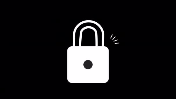 Security Lock Entriegelungsanimation Auf Transparentem Hintergrund — Stockvideo