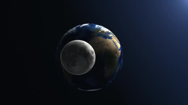 Luna Orbitează Jurul Pământului Animație — Videoclip de stoc