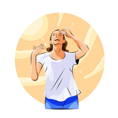 Sıcak çarpması yüzünden kadın egzozu kesiyor.