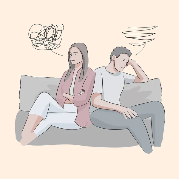 Couple Argumenter Relation Combat Assis Dans Canapé Pas Parler Les — Image vectorielle