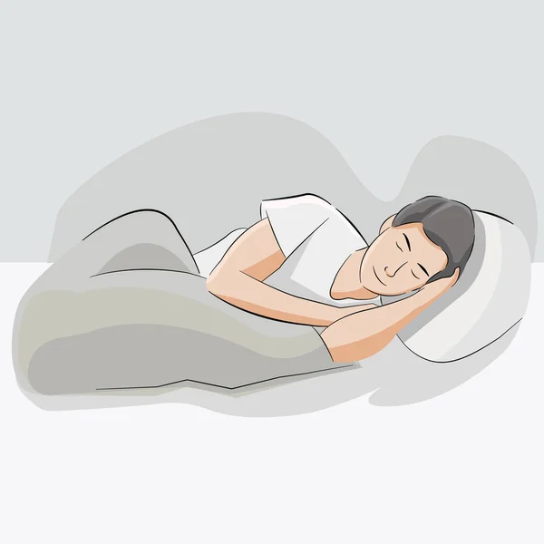 Hombre Sueño Muy Cansado Calma Dormitorio Por Noche Descansando Buena — Archivo Imágenes Vectoriales