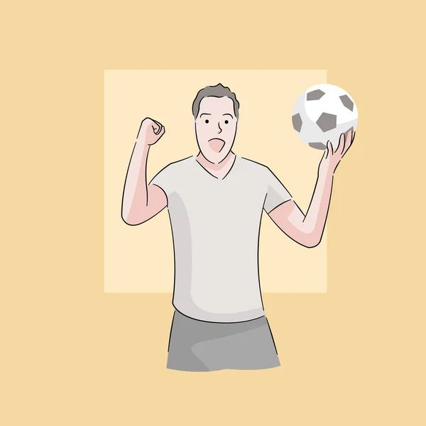 Homem Assistindo Jogo Futebol Celebrando Vitória Gol Gritando Feliz — Vetor de Stock