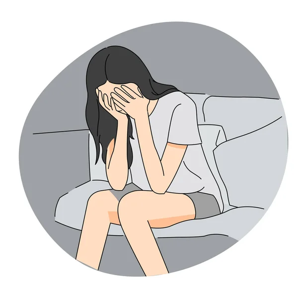 Женщина Сидит Грустный Плач Стресс — стоковый вектор