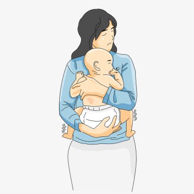 Anne kucaklaması ağlayan bebek derisi tahriş.