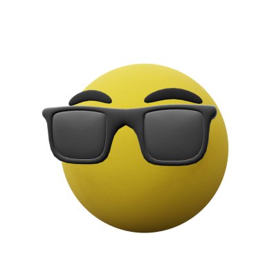 Güneş gözlüğü simgesine sahip 3D emoji, şeffaf arkaplan 