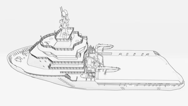 Desenho Barco Rebocador Isolado Fundo Branco — Fotografia de Stock