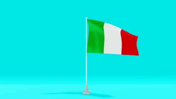 Itálie Vlajky Zelené Obrazovky Videa Italský Příznak Animace Videa — Stock video