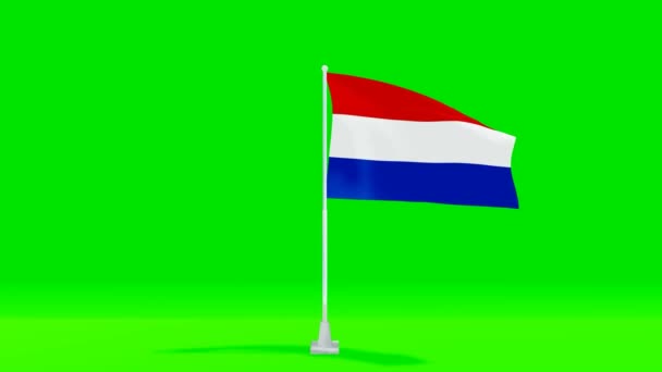 Nederländernas Flagga Grön Skärm Video Holland Flagga Animation Video — Stockvideo