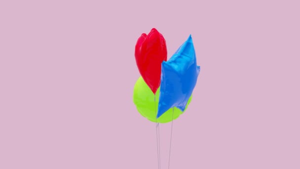 Rüzgar Yeşil Ekran Videosuyla Şişmiş Bir Balon Balon Animasyonu Video — Stok video