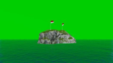 Ada yeşil ekranında Endonezya bayrağı. Endonezya bayrak 4k video. Endonezya bayrak animasyonu