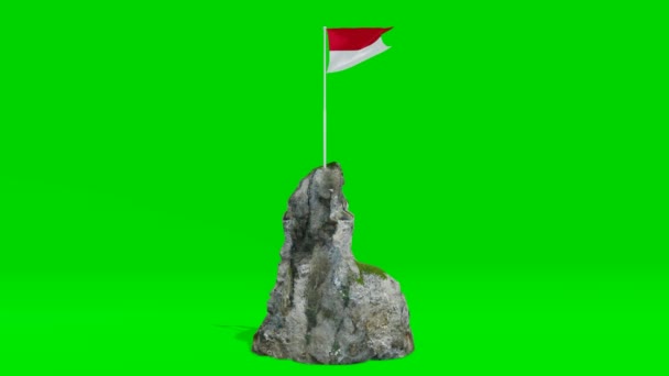 Ινδονησιακή Σημαία Βραχώδη Πράσινη Οθόνη Βίντεο Σημαία Ινδονησίας Animantion Vidio — Αρχείο Βίντεο