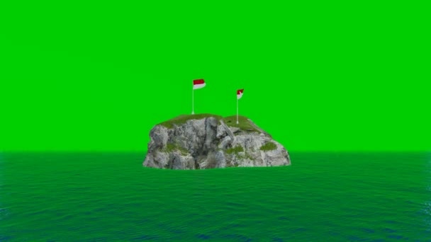 Indonesische Vlag Het Groene Scherm Van Het Eiland Video Indonesië — Stockvideo