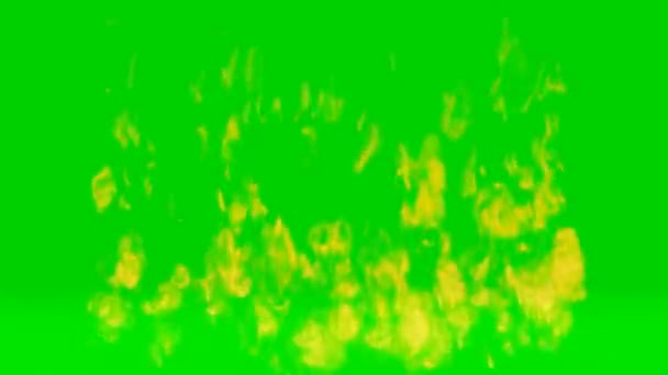 Огненно Зеленый Экран Видео Рендеринг Анимационного Огня — стоковое видео