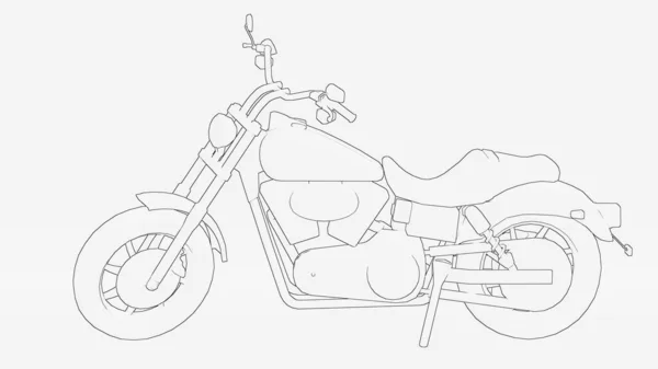Περίγραμμα Μοτοσικλέτας Μοτοσικλέτα Γραμμή Τέχνης Ποδήλατο Εικονογράφηση — Φωτογραφία Αρχείου
