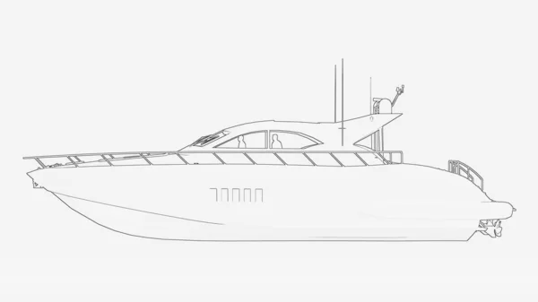 ボートの概要イラスト ボートラインアート ボートライン図面 — ストック写真