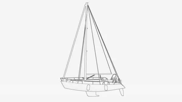 Zeilboot Schets Illustratie Zeilboot Lijn Kunst Zeilboot Lijn Tekening — Stockfoto