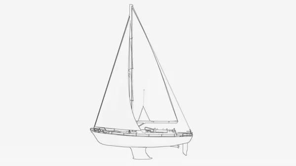セーリングボートラインアート セーリングボートライン図面 セーリングボートの概要 — ストック写真