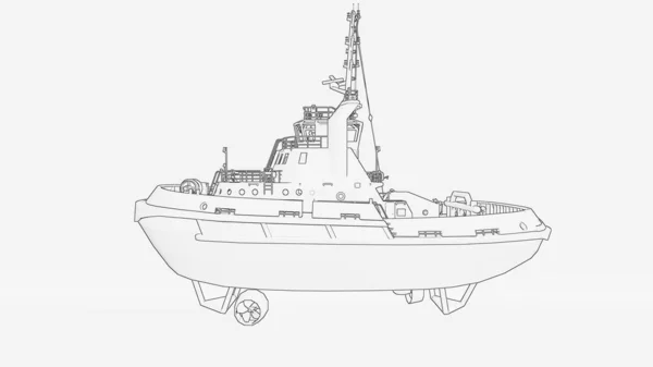 Umrisse Von Schleppern Schlepper Linedrawing Schlepper Boat Line Art — Stockfoto