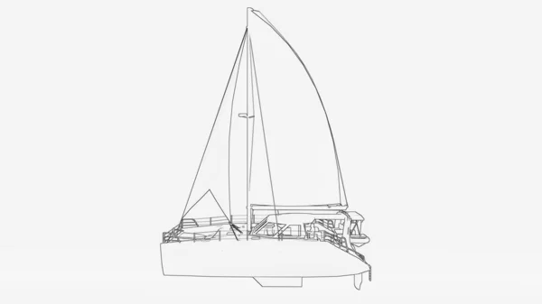 セーリングボートの概要 セーリングボートラインアート セーリングボートイラスト — ストック写真