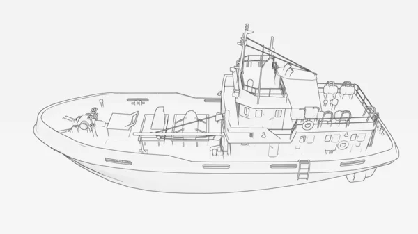 タグボートの概要 タグボートイラスト タグボートラインアート — ストック写真