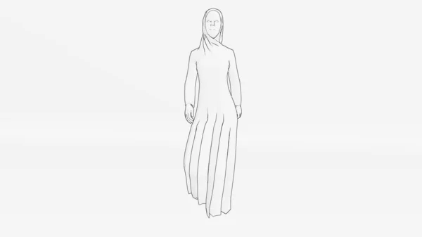 Арабська Жінка Контур Хіджаб Жіночий Ескіз Жінка Лінія Малюнок Лінія — стокове фото